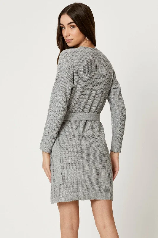 Grey Knit Dress Mini