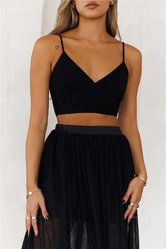 HELLO MOLLY Daylight Parties Crop Top Black