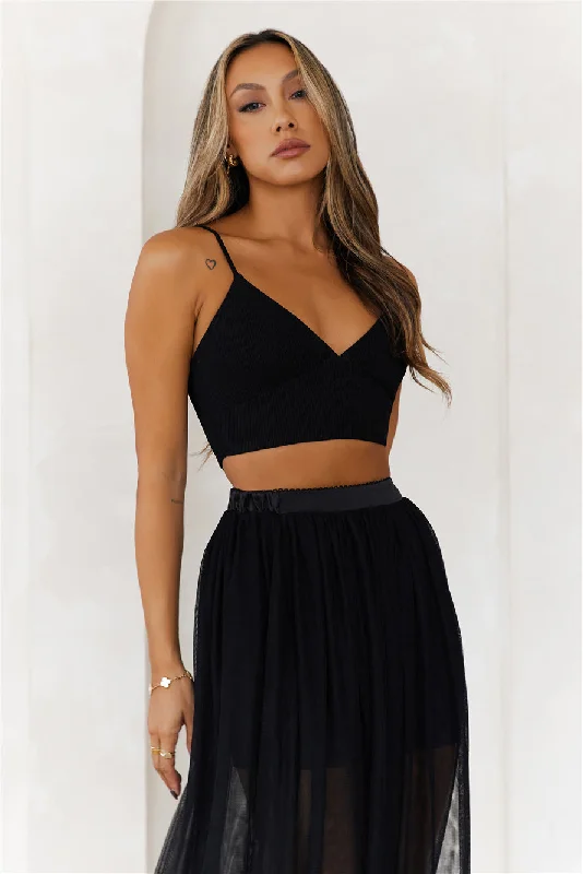 HELLO MOLLY Daylight Parties Crop Top Black