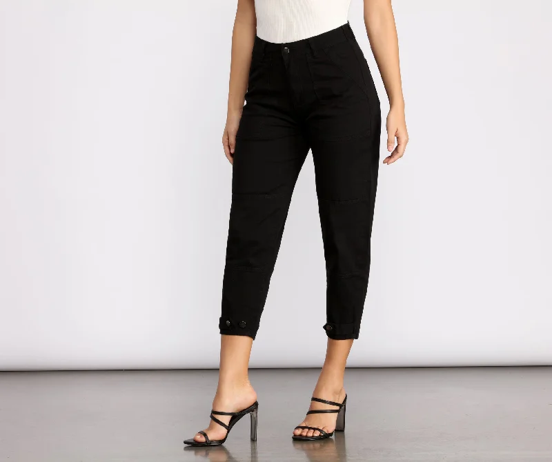 High Rise Relaxed Fit Tapered Pants