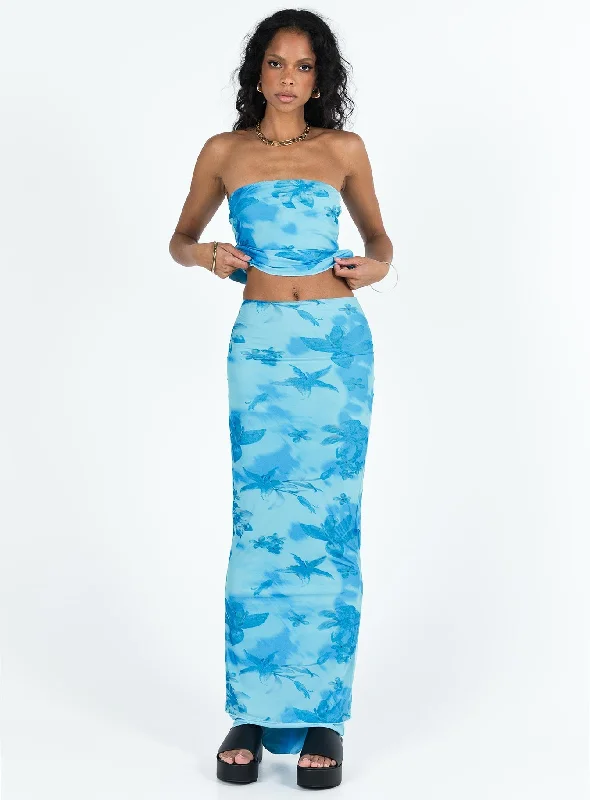 Hillcrest Floral Maxi Skirt Blue