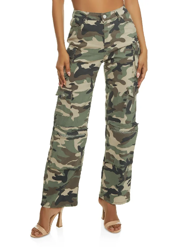 Camo High Waisted Cargo Pants