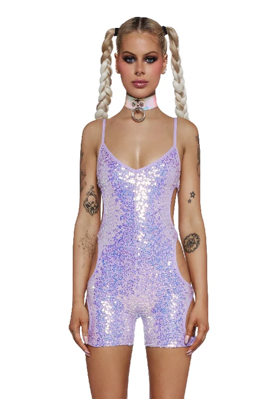 I Bodied That Sequin Romper- Purple