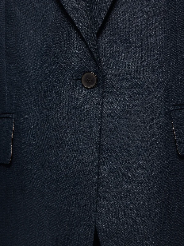 Irish Linen Herringbone Gibson Blazer | Navy