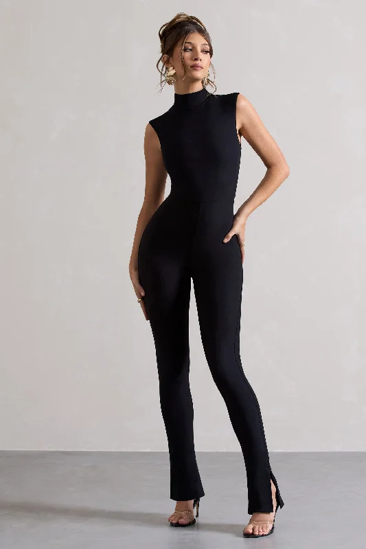 Issy | Black High-Neck Slim-Leg Jumpsuit