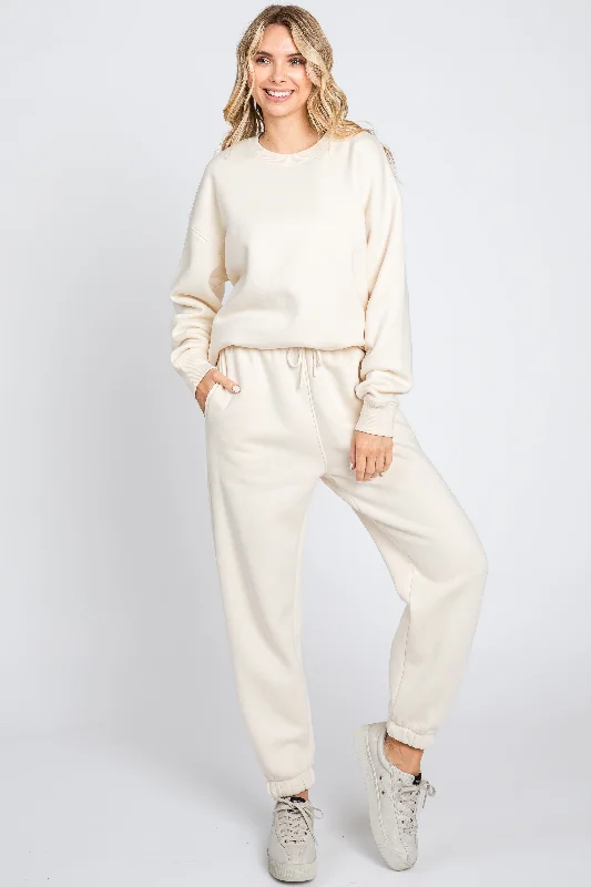 Ivory Basic Fleece Sweatpants