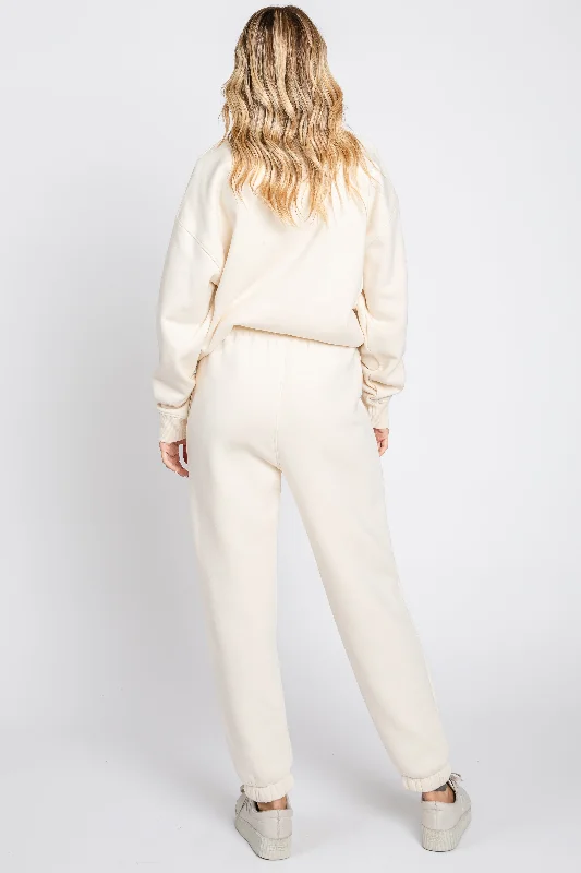 Ivory Basic Fleece Sweatpants