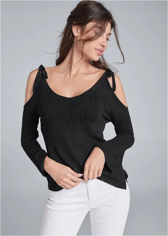 Cold-shoulder sweater - Black