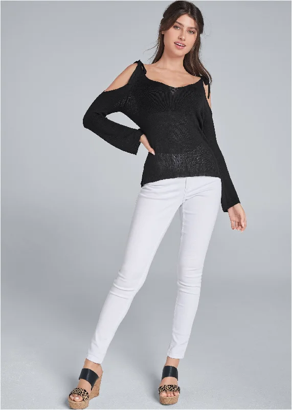 Cold-shoulder sweater - Black