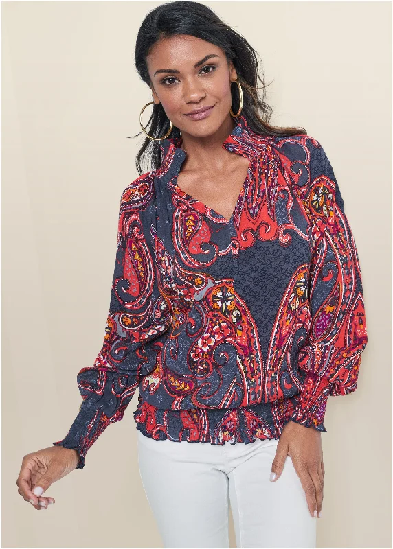 Paisley top - Navy Multi