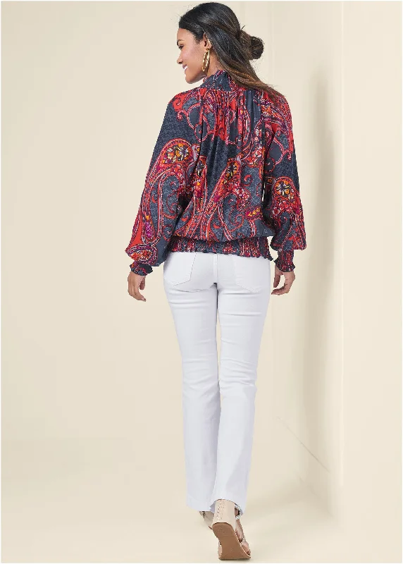 Paisley top - Navy Multi