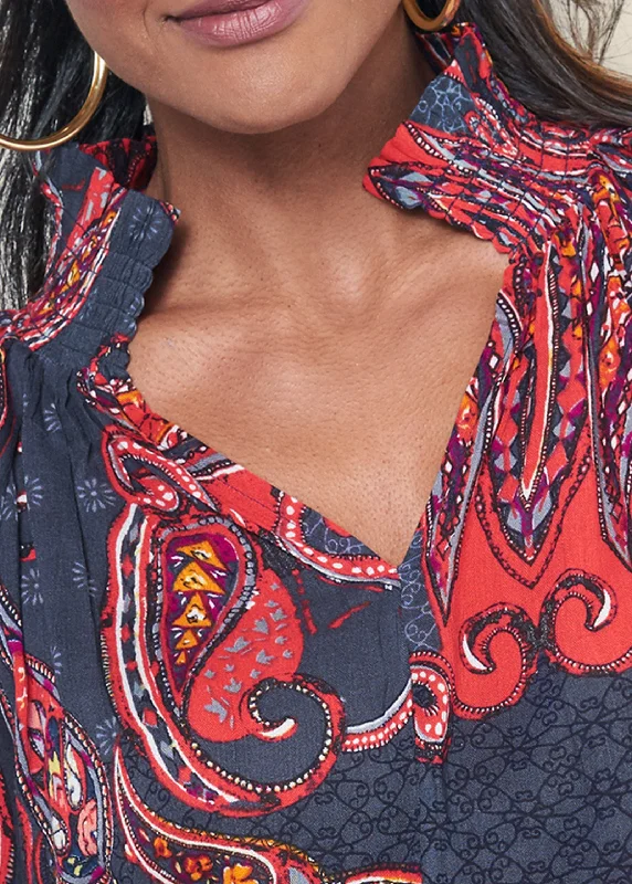 Paisley top - Navy Multi