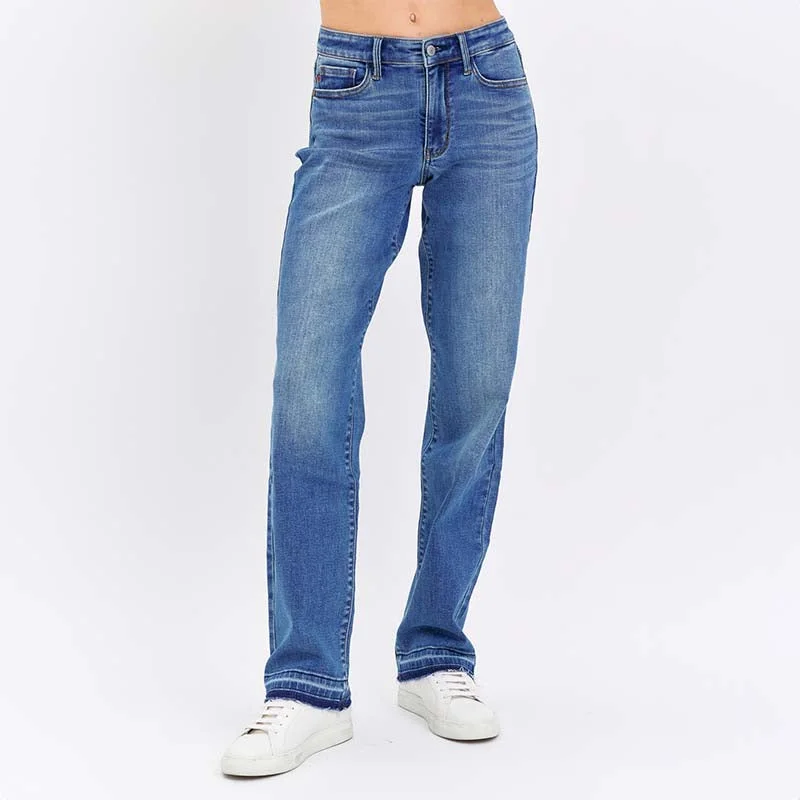 Waistband Detail Straight Dad Jeans