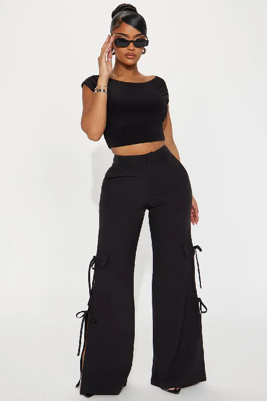 Just A Preview Wide Leg Trouser - Black