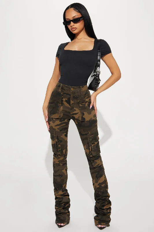 Just Like That Camo Cargo Stacked Pant - Olive/combo