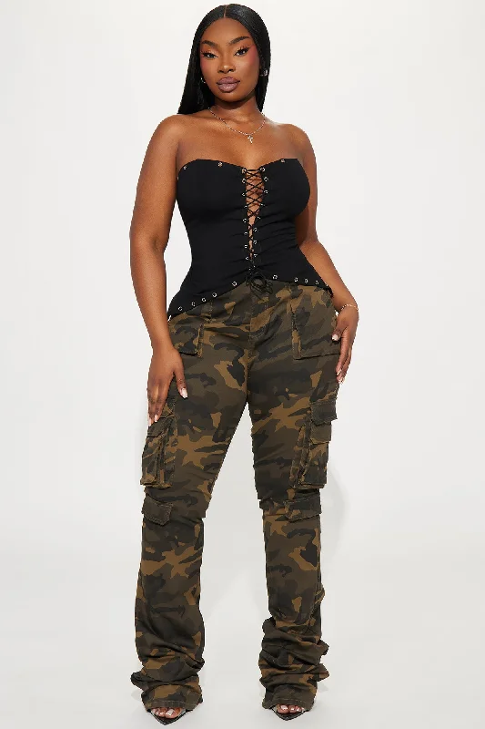 Just Like That Camo Cargo Stacked Pant - Olive/combo