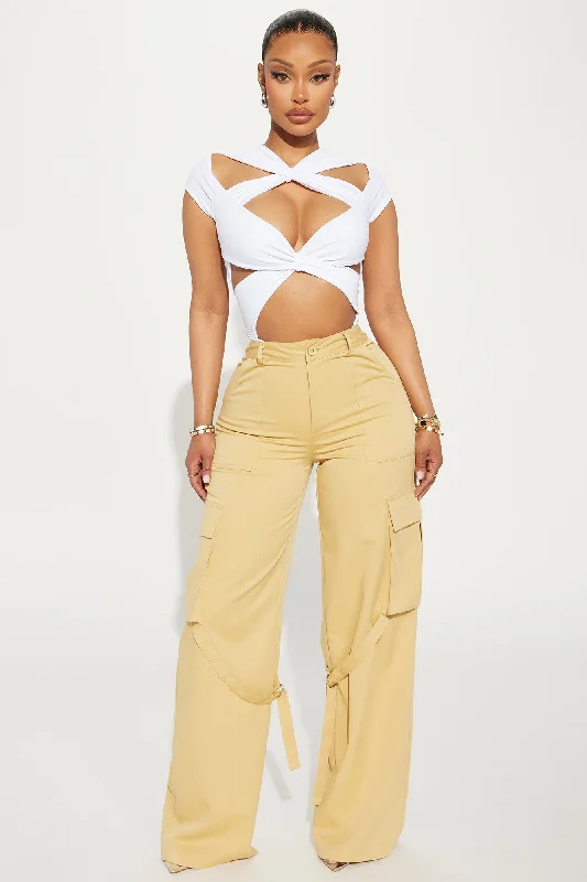 Justine Strappy Wide Leg Cargo Pant - Mustard