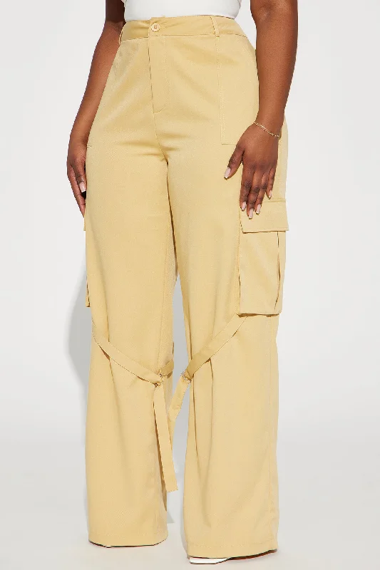 Justine Strappy Wide Leg Cargo Pant - Mustard