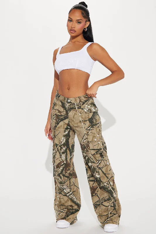 Kaitlyn Camo Cargo Pant - Khaki/combo