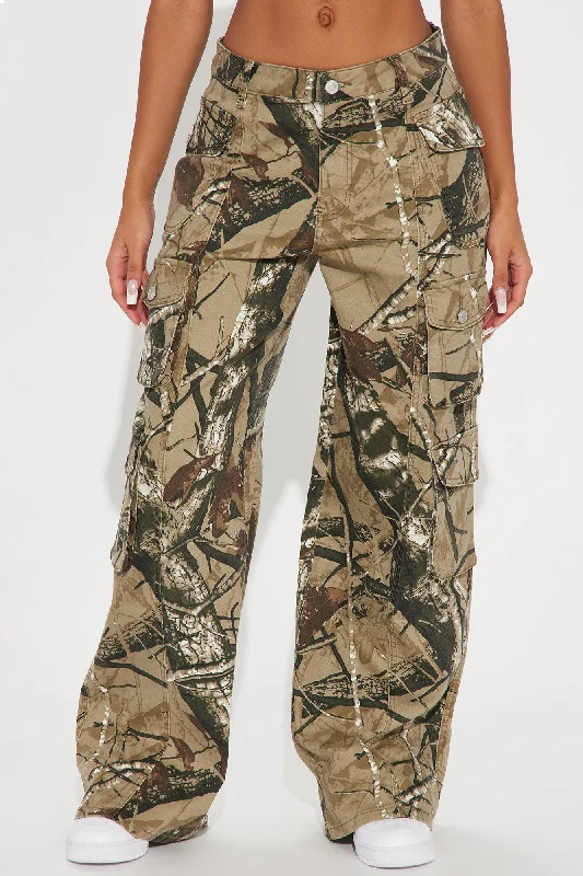 Kaitlyn Camo Cargo Pant - Khaki/combo