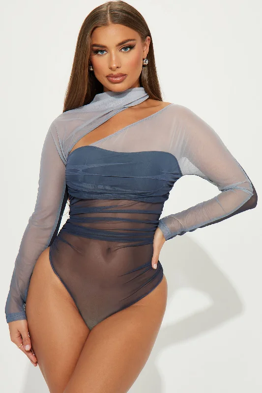 Keep You Guessing Mesh Bodysuit - Grey/combo