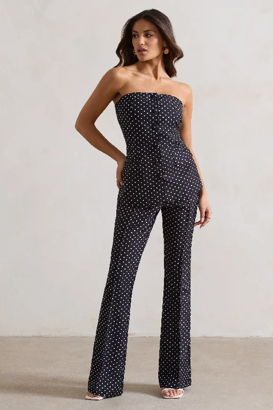 Kehlani | Black Polka Dot High Waist Wide Leg Trousers