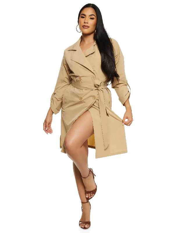 Iris Nylon Tie Waist Belted Trench Coat