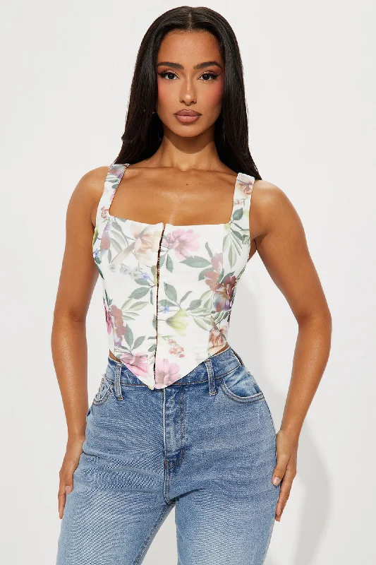 La Flor Mesh Corset Top - Ivory/combo