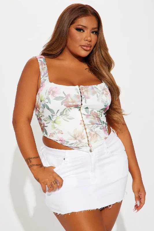 La Flor Mesh Corset Top - Ivory/combo