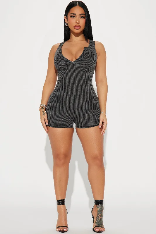 Leanne Ribbed Romper - Black