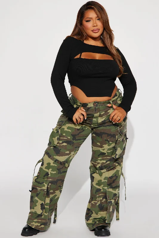 Level You Up Camo Cargo Pant - Olive/combo