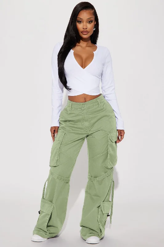 Level You Up Cargo Pant - Sage