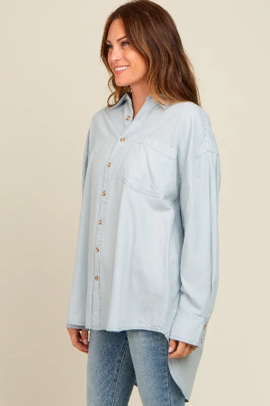 Light Blue Chambray Button Down Top