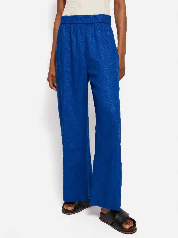 Linen Wide Leg Trouser | Blue