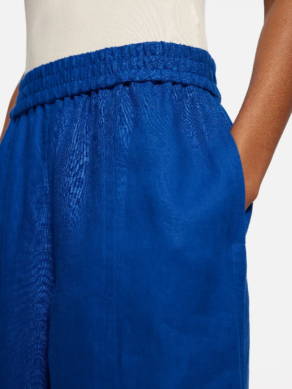 Linen Wide Leg Trouser | Blue