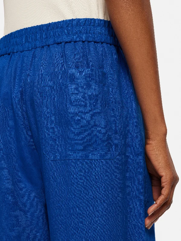 Linen Wide Leg Trouser | Blue