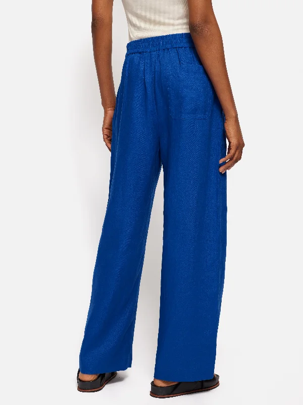 Linen Wide Leg Trouser | Blue