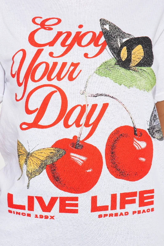 Live Life Graphic Tshirt - White