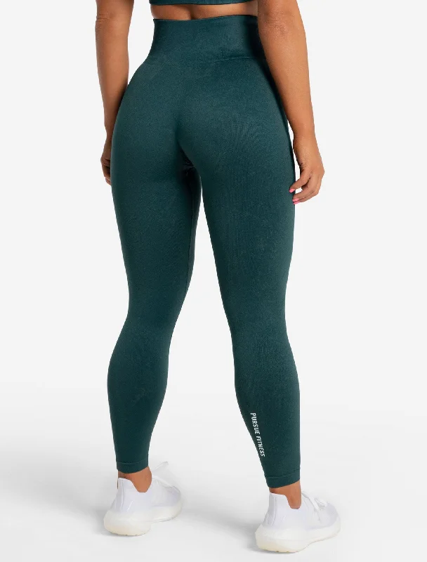 Marble Seamless Leggings - Dark Emerald Green