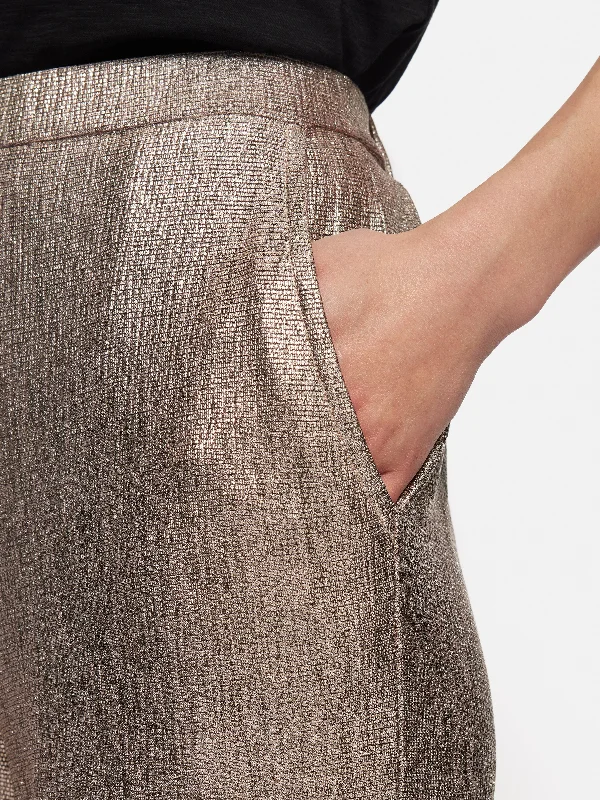 Metallic Flowing Trousers | Gold