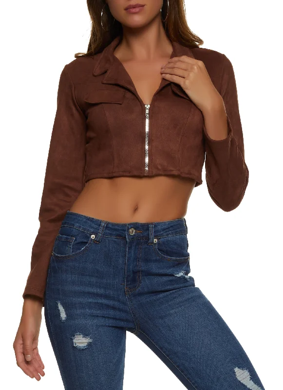 Collared Zip Front Crop Top