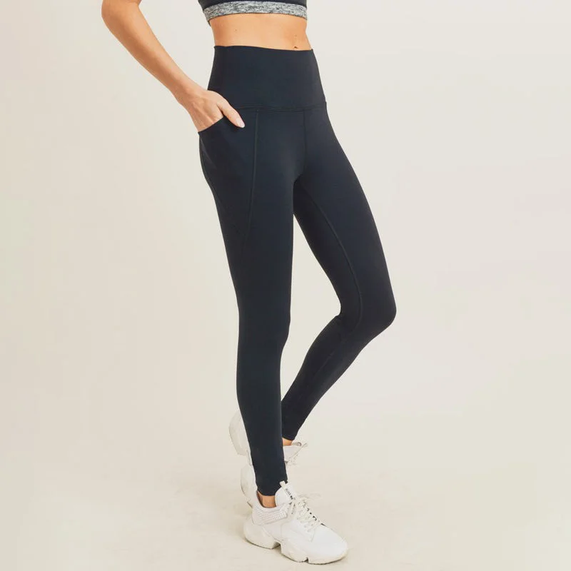 Tapered Band Essential Solid High-Waisted Leggings