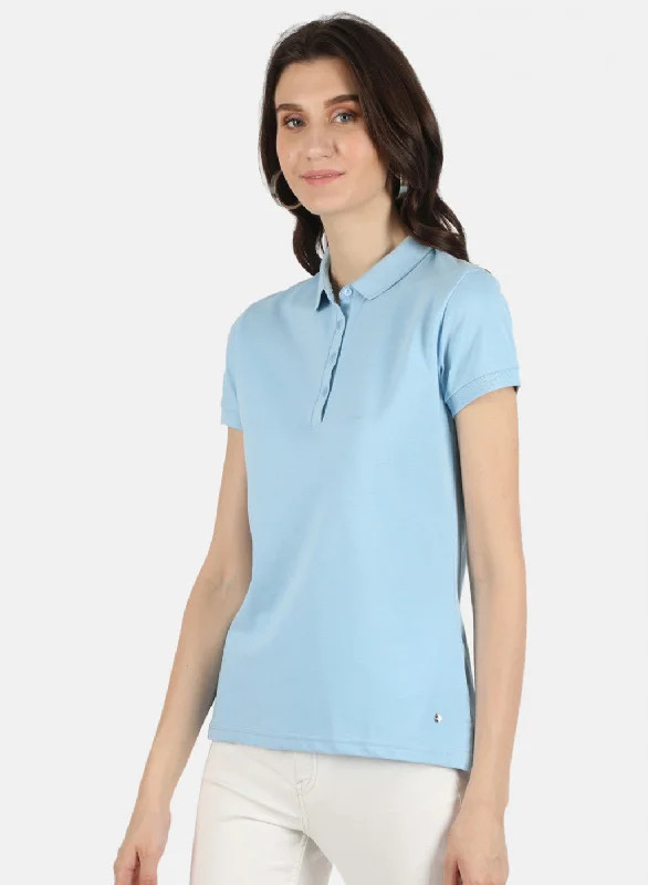 Women Blue Plain T-Shirt