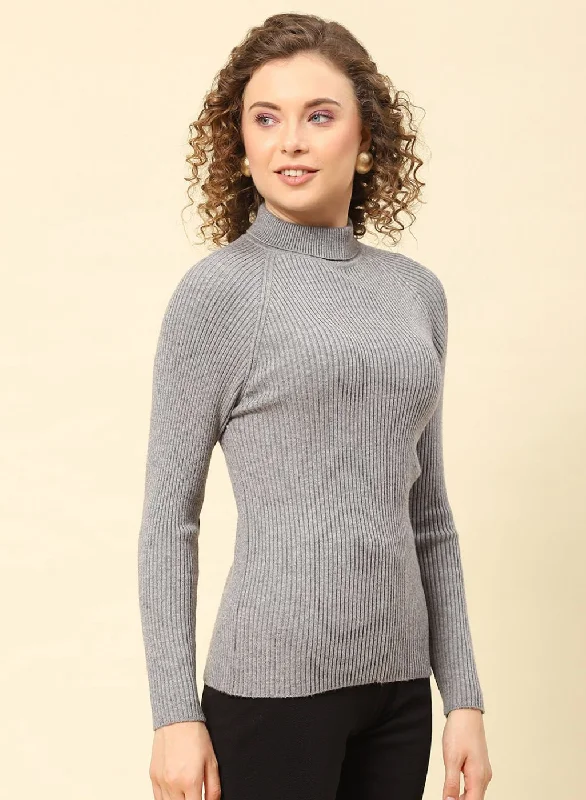 Women Grey Solid Blend wool Sceavy