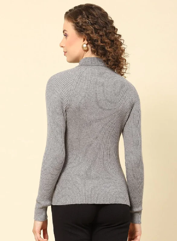 Women Grey Solid Blend wool Sceavy