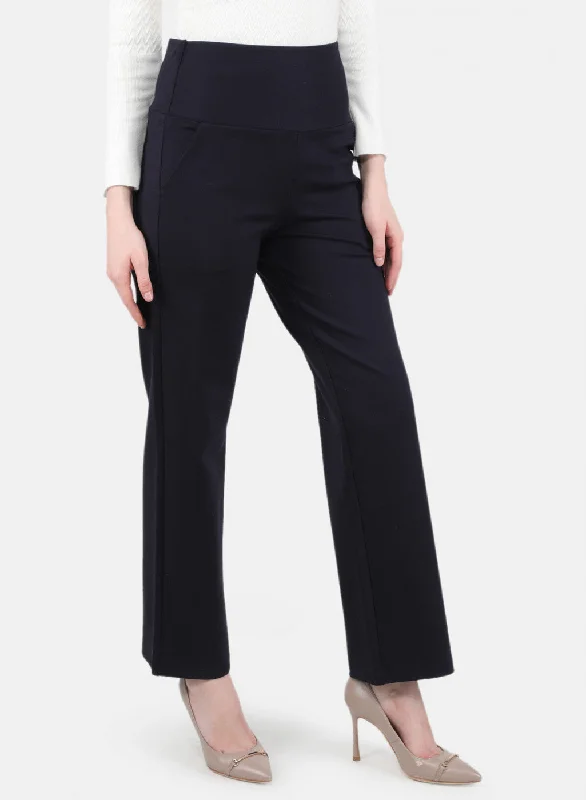 Women Navy Blue Solid Jegging