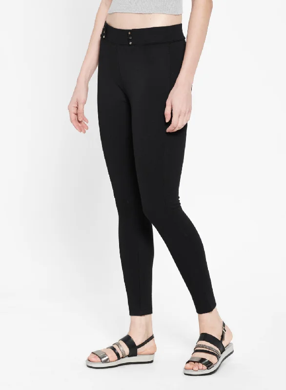 Womens Black Plain Jegging