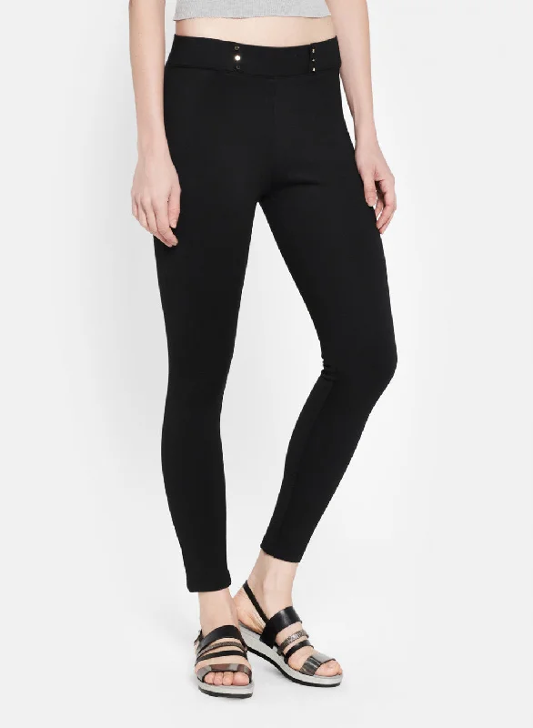 Womens Black Plain Jegging