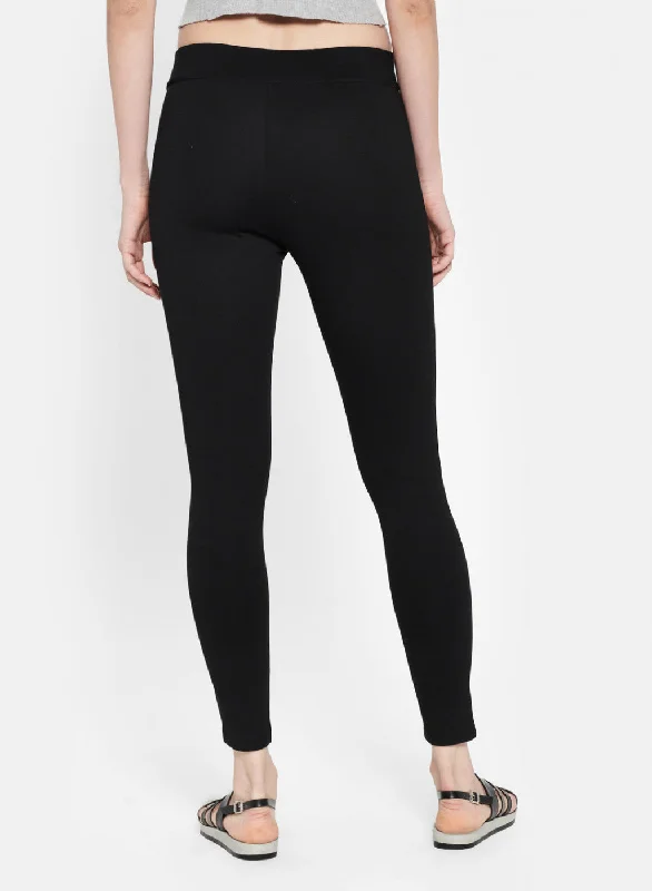 Womens Black Plain Jegging