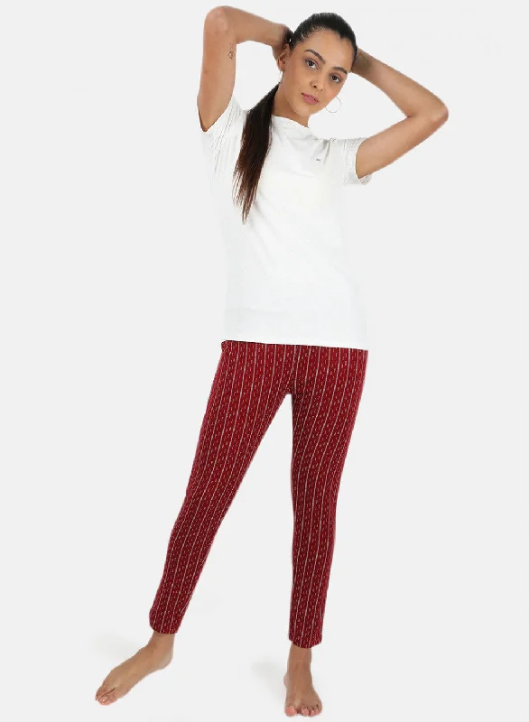 Womens Maroon Jaquard Jegging